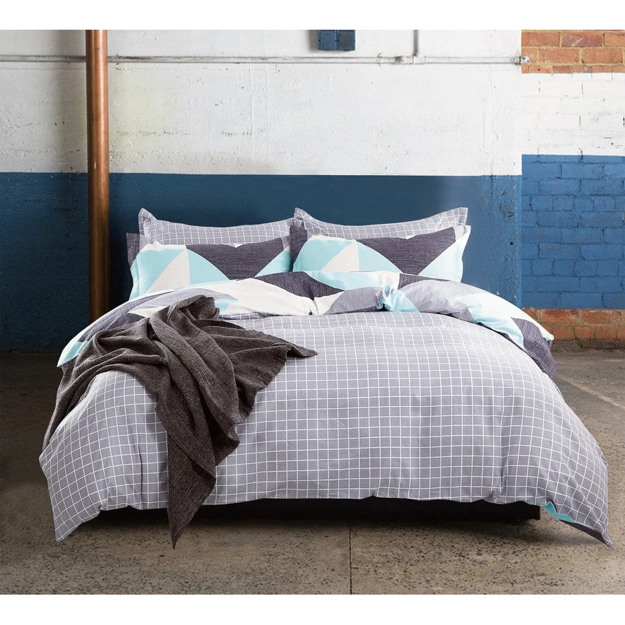 Quilt Cover Set 100% Cotton Modern City Reversible Printed