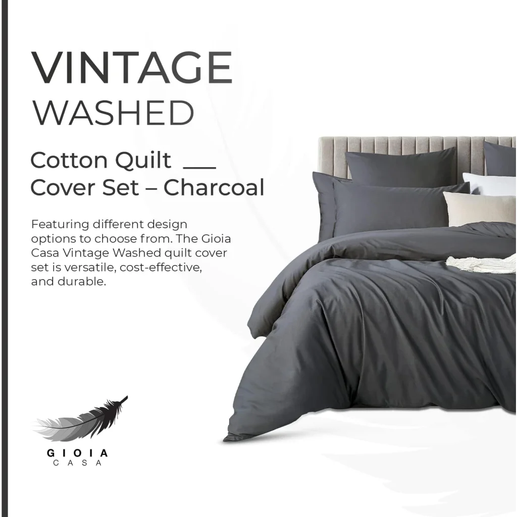 Quilt Cover Set 100% Cotton Vintage Washed (3Pcs)