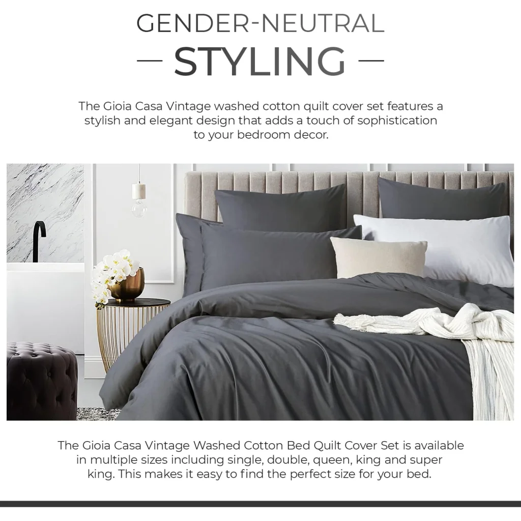 Quilt Cover Set 100% Cotton Vintage Washed (3Pcs)