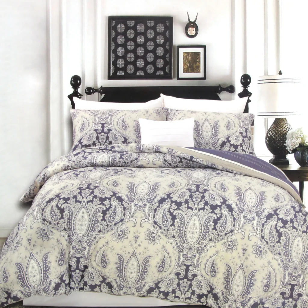 Quilt Cover Set 250TC Cotton Reversible Elizabeth Queen
