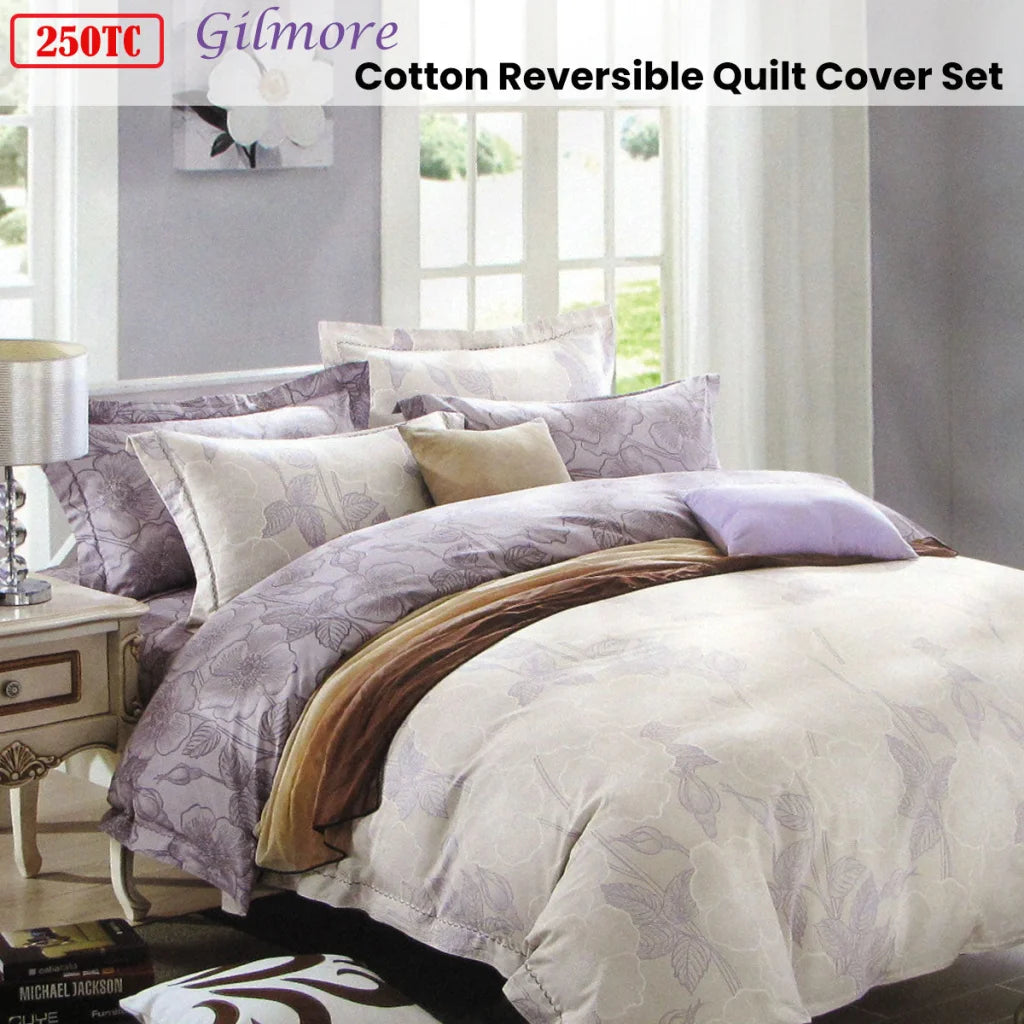 Quilt Cover Set 250TC Gilmore Cotton Reversible Queen