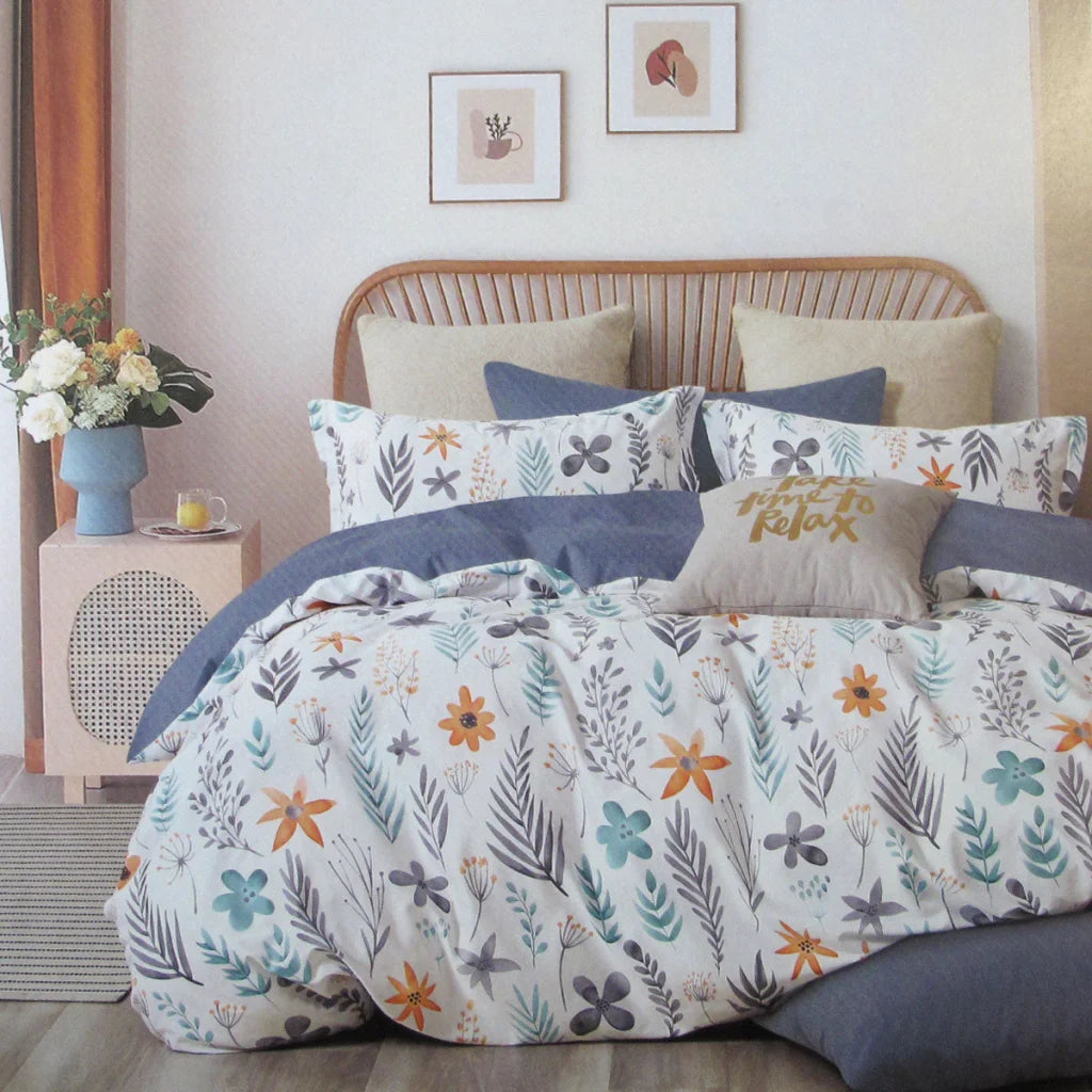 Quilt Cover Set 300TC Adriana Reversible Cotton - Queen