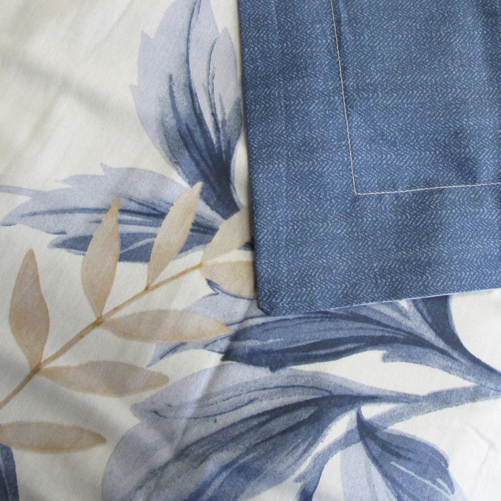 Quilt Cover Set 300TC Carolyn Blue Reversible Cotton - King