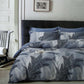 Quilt Cover Set 300TC Palm Leaf Blue Reversible Cotton
