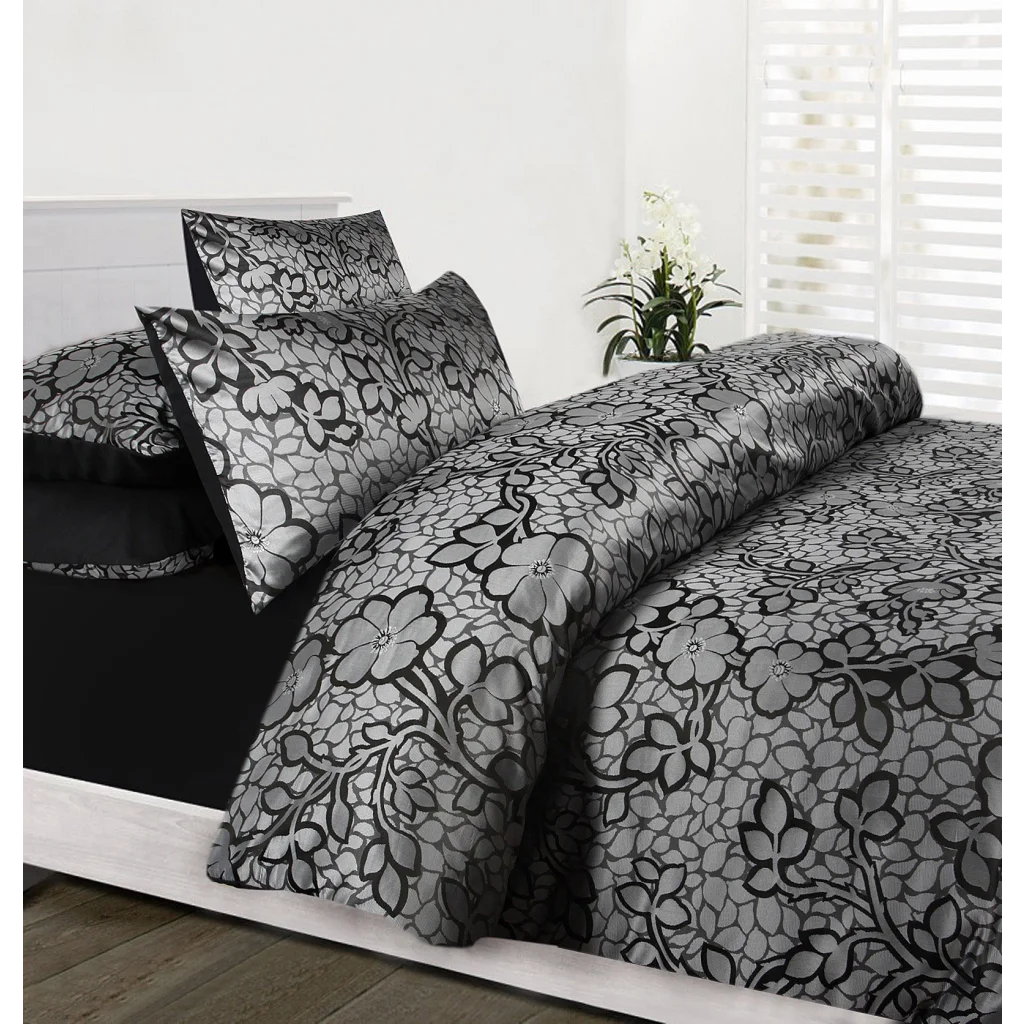 Quilt Cover Set Accessorize Emma Black - Double - Home &