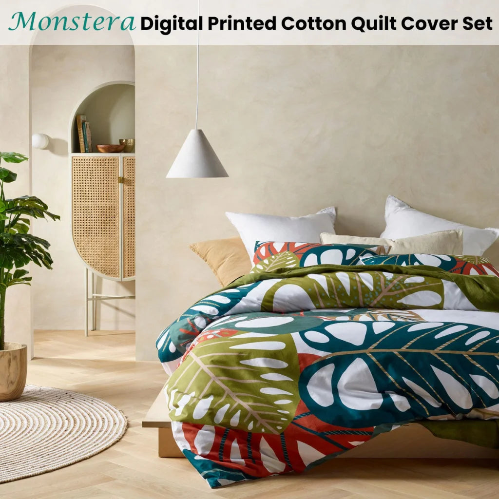 Quilt Cover Set Accessorize Monstera Digital Printed Cotton