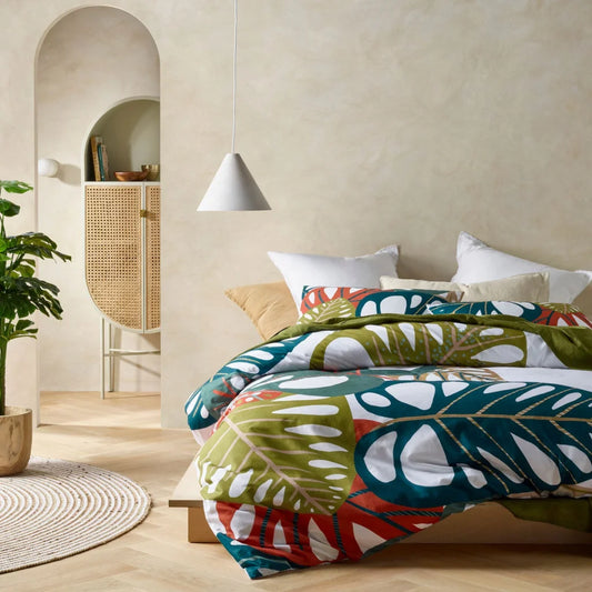 Quilt Cover Set Accessorize Monstera Digital Printed Cotton