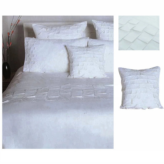Quilt Cover Set Accessorize Pleats White Cotton Double + 1