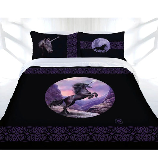 Quilt Cover Set Anne Stokes Black Unicorn - Double - Home &