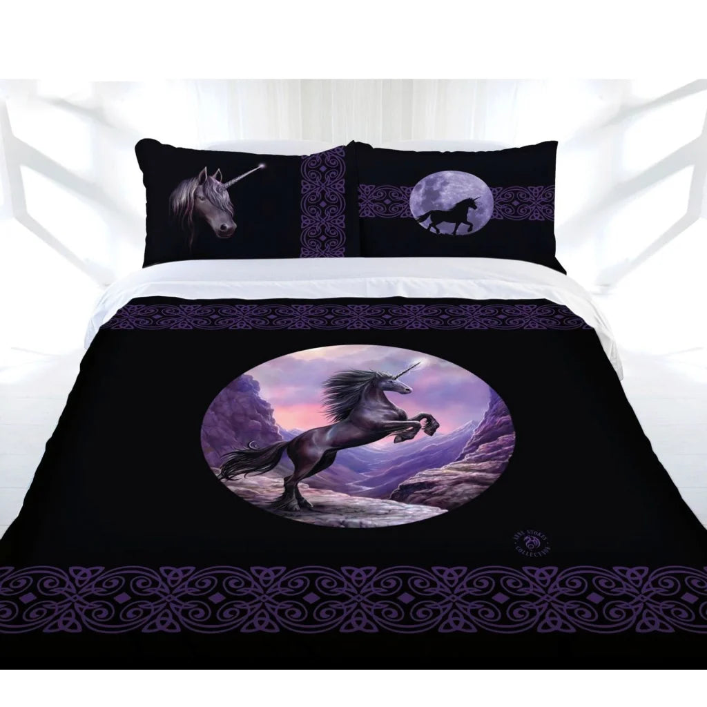 Quilt Cover Set Anne Stokes Black Unicorn - Single - Home &