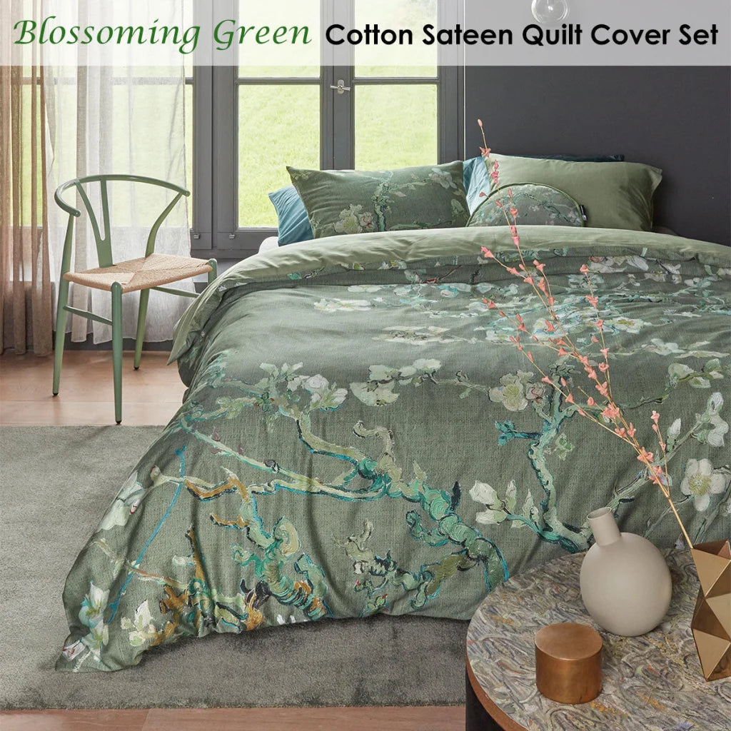 Quilt Cover Set Bedding House Blossoming Green Cotton