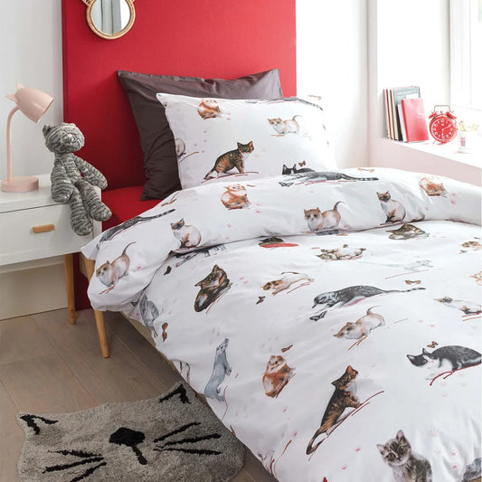 Quilt Cover Set Bedding House Cute Cats Cotton - Single