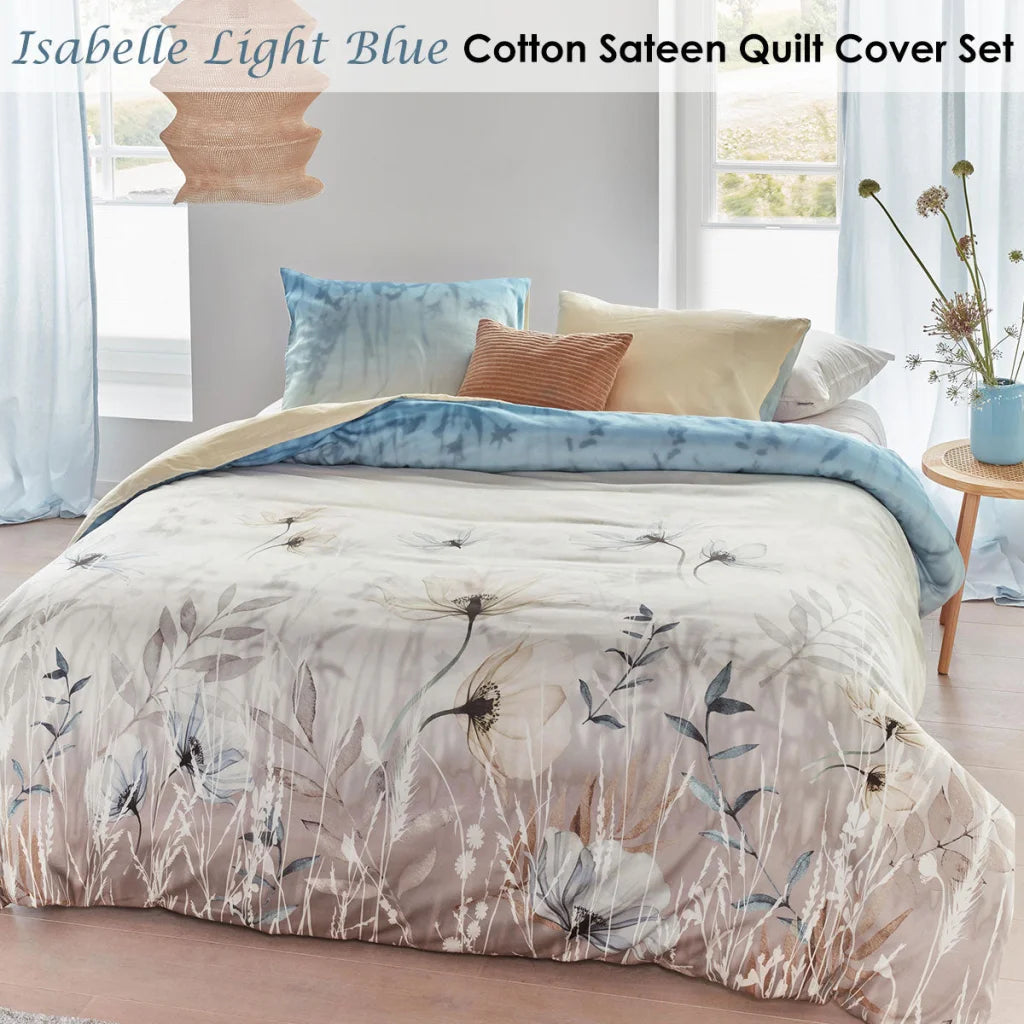 Quilt Cover Set Bedding House Isabelle Light Blue Cotton