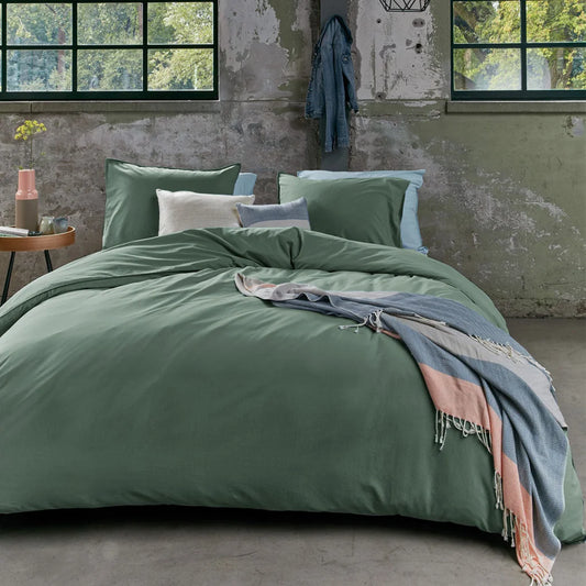 Quilt Cover Set Bedding House Organic Cotton Basic Green