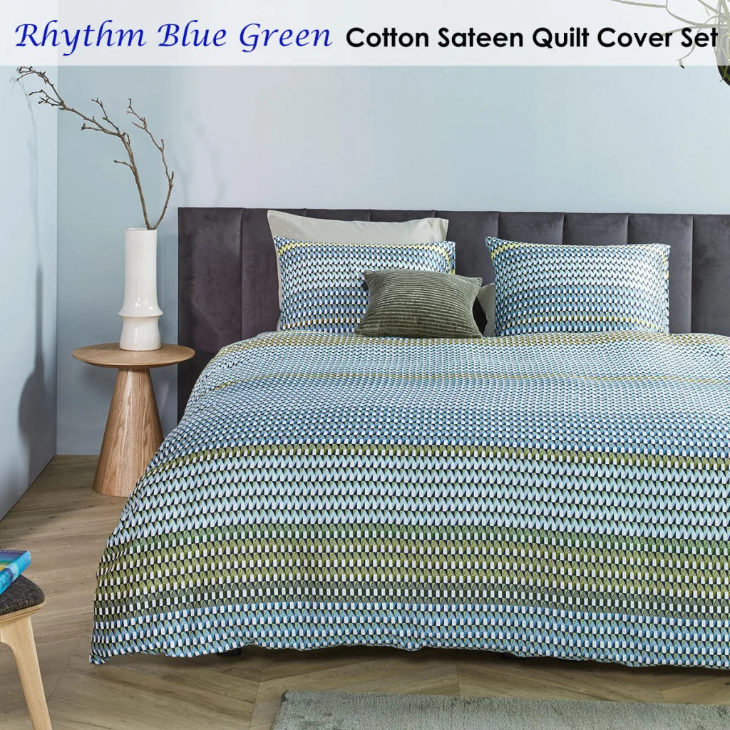 Quilt Cover Set Bedding House Rhythm Blue Green Cotton