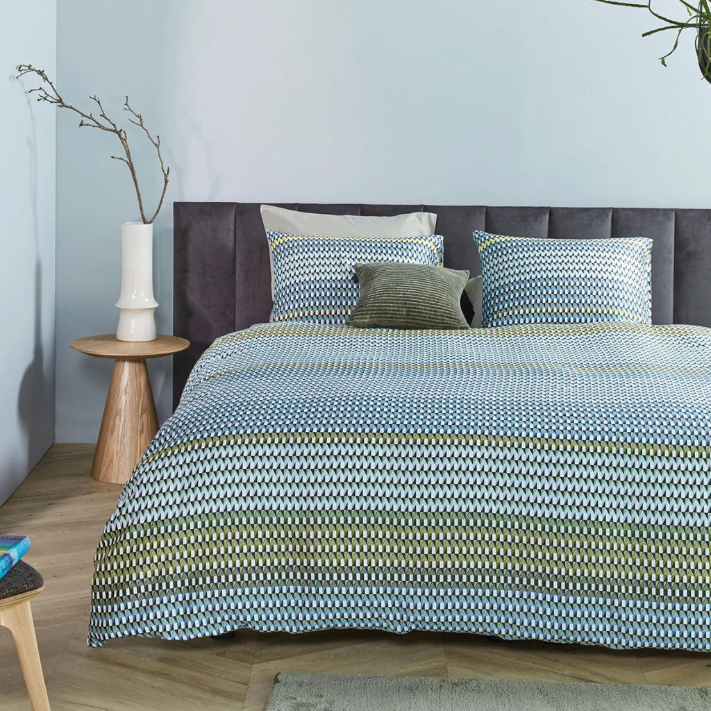 Quilt Cover Set Bedding House Rhythm Blue Green Cotton