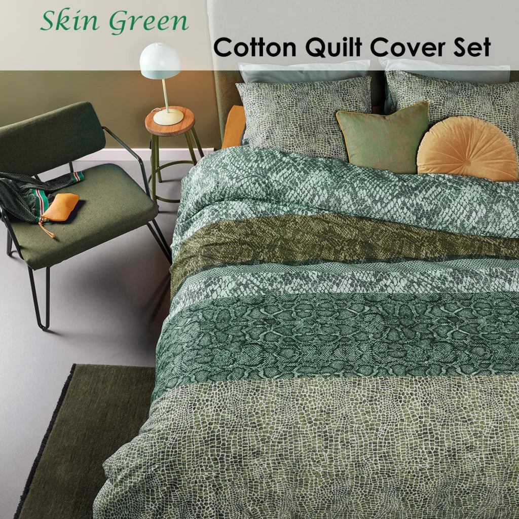 Quilt Cover Set Bedding House Skin Green Cotton - Queen