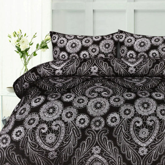 Quilt Cover Set Big Sleep Batik Black - Double - Home &