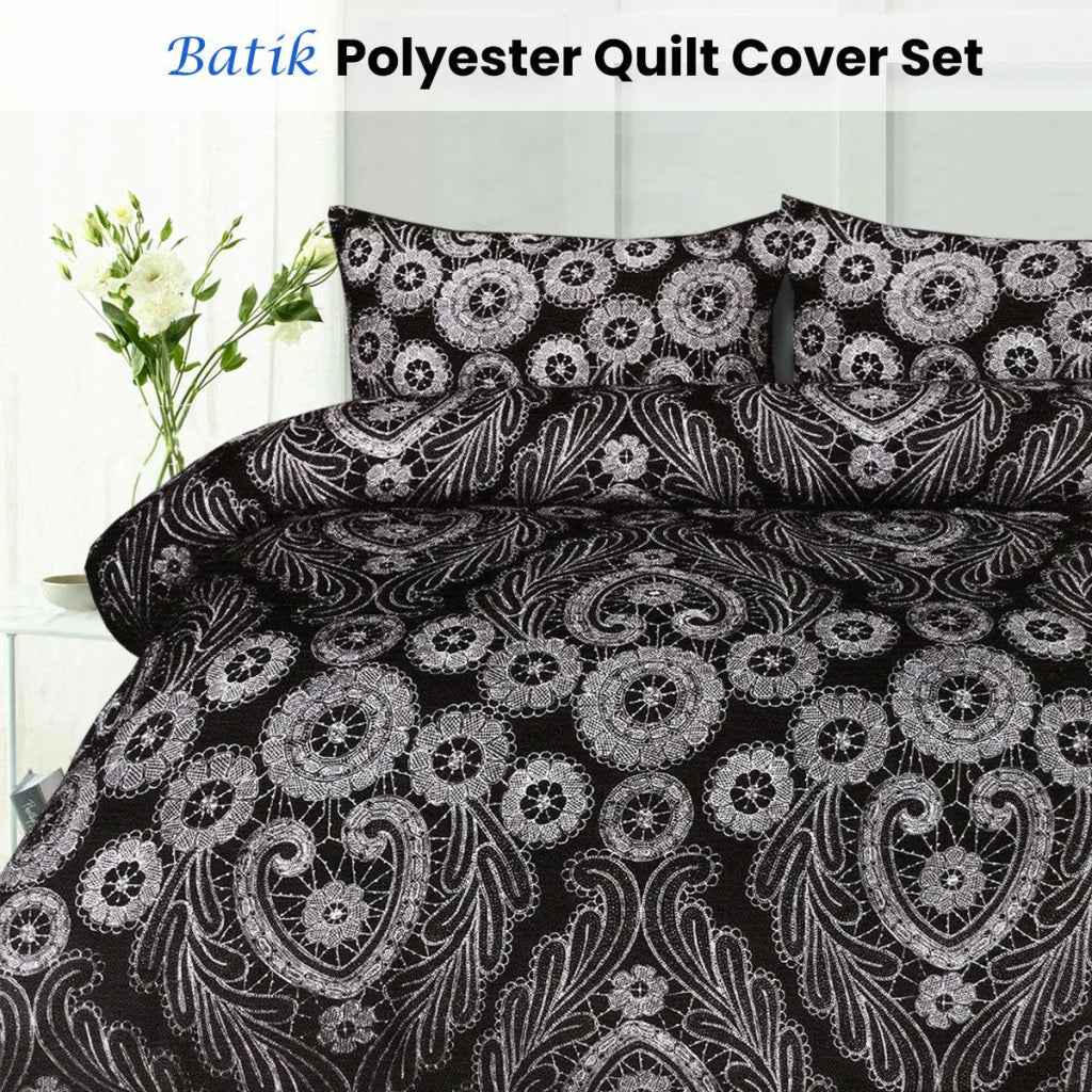 Quilt Cover Set Big Sleep Batik Black - Double - Home &