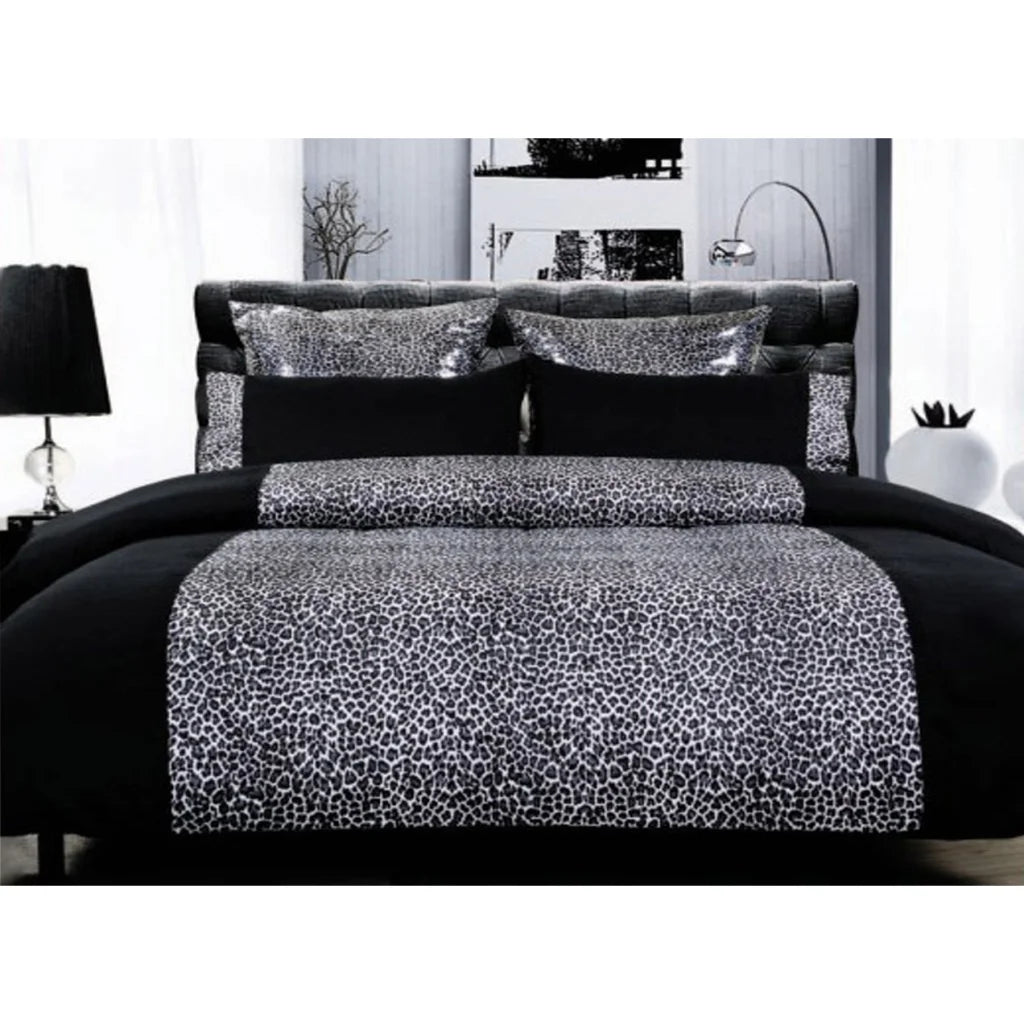 Quilt Cover Set Big Sleep Leopard Black - Single - Home &