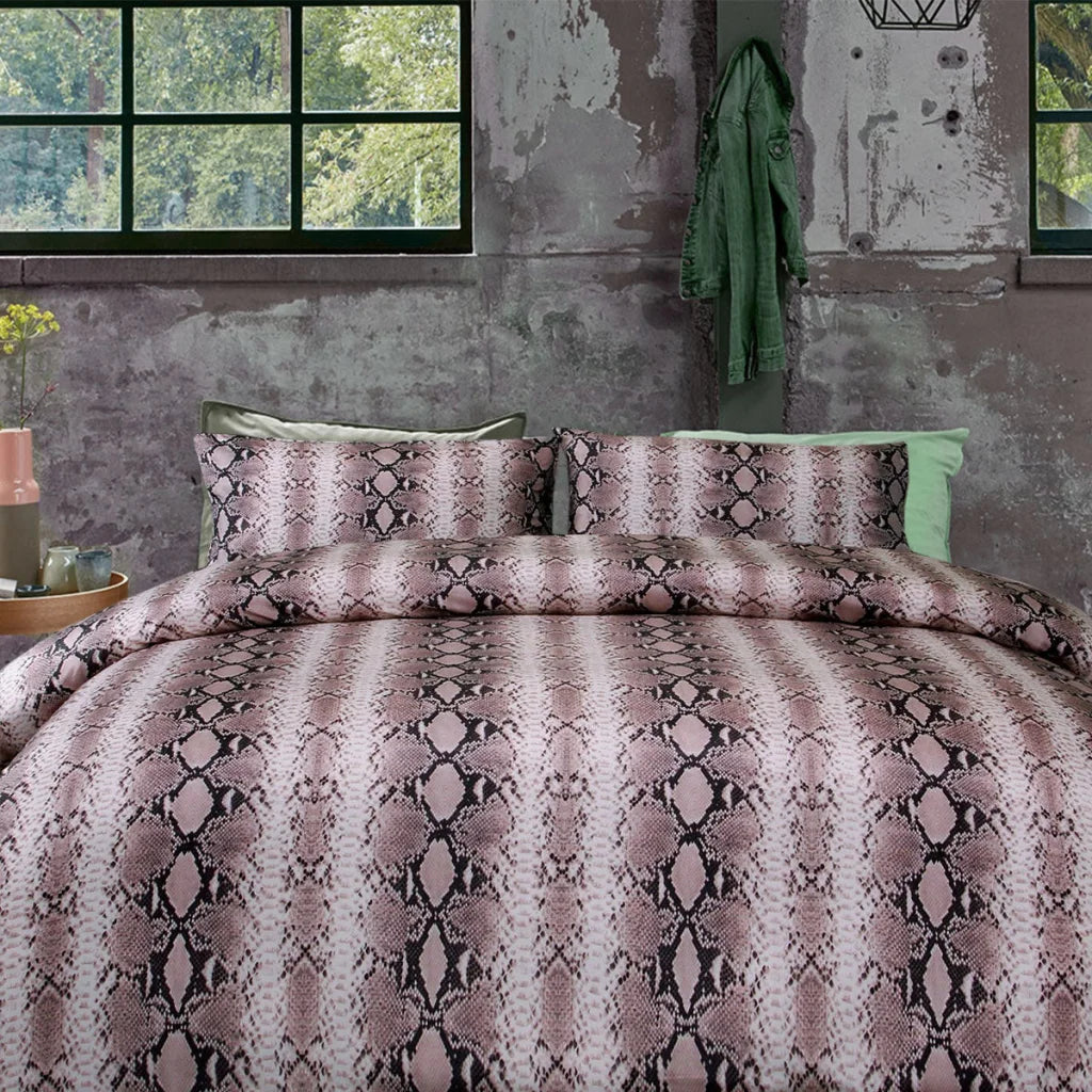 Quilt Cover Set Big Sleep Snake Skin Pink - Queen - Home &