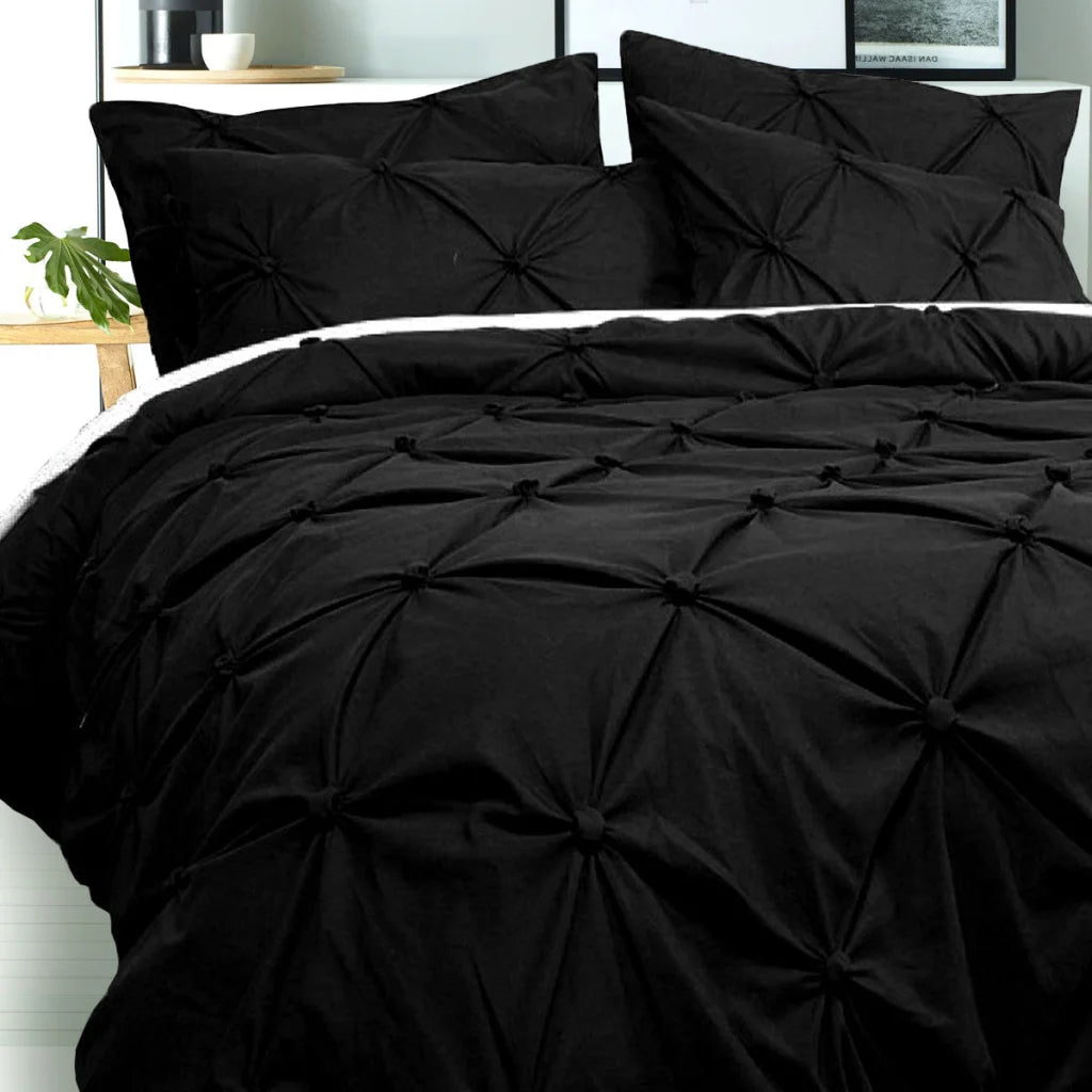 Quilt Cover Set Bloomington Puffy Black - Queen - Home &