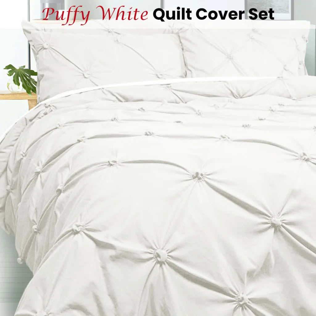 Quilt Cover Set Bloomington Puffy White - Double - Home &