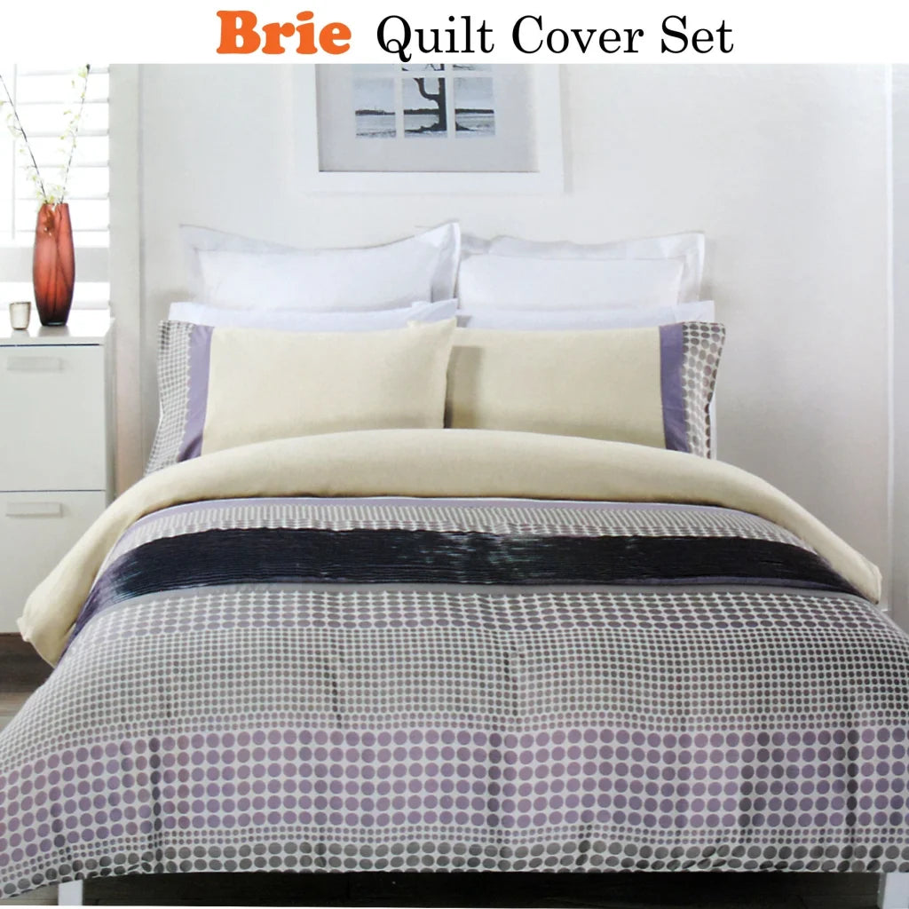 Quilt Cover Set Brie Lilac Grey KING - Home & Garden