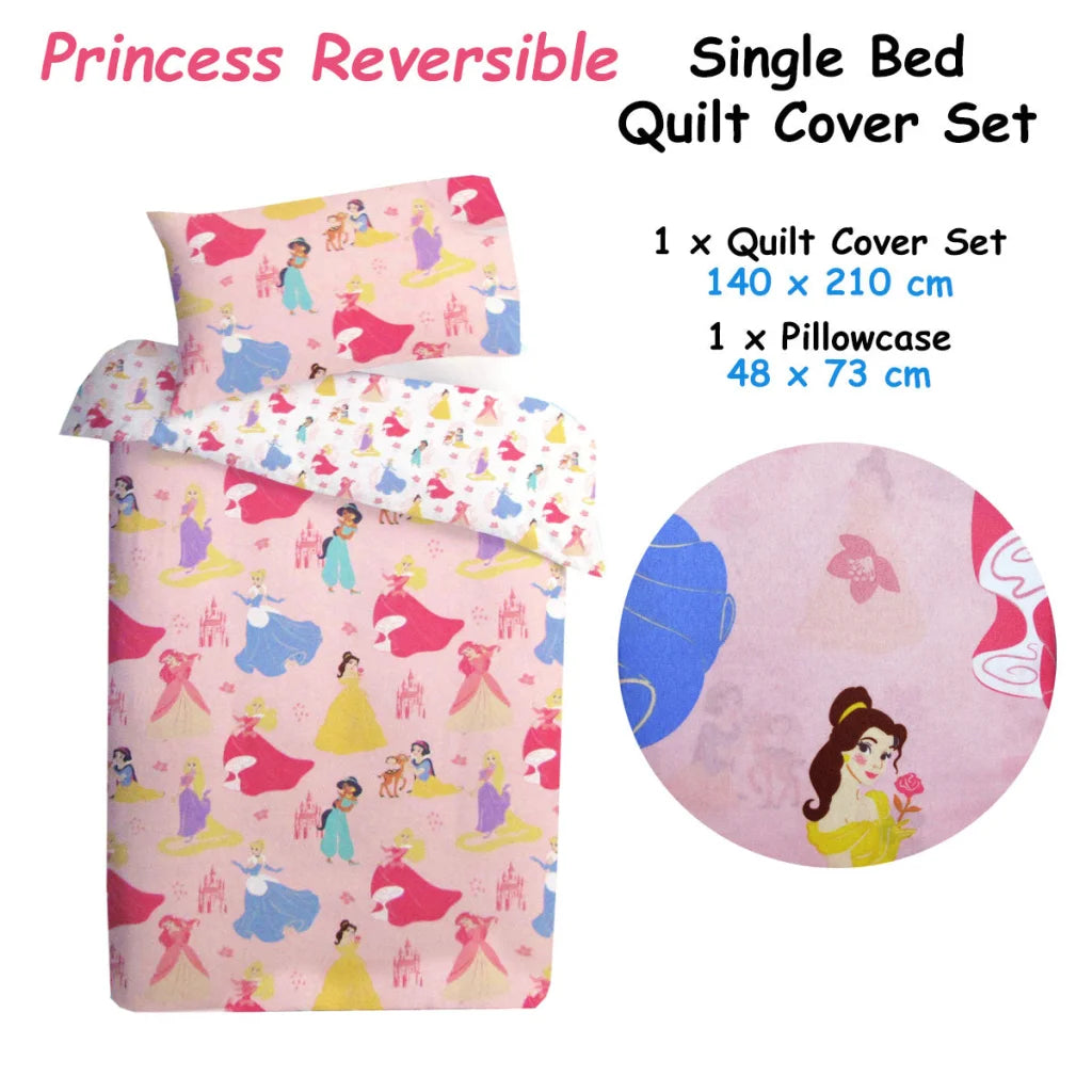 Quilt Cover Set Caprice Disney Princess Reversible Licensed