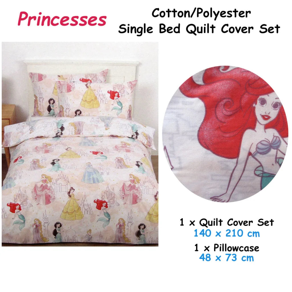 Quilt Cover Set Caprice Disney Princesses Pink Licensed