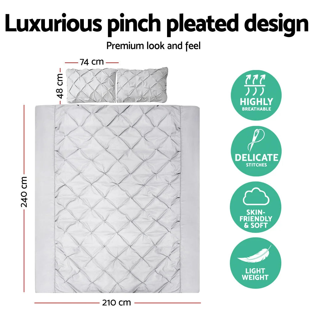 Grey quilt cover set with cotton king bed