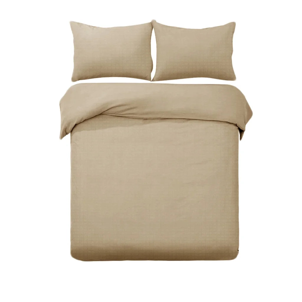 Quilt Cover Set Designer Selection Denver Embossed Latte