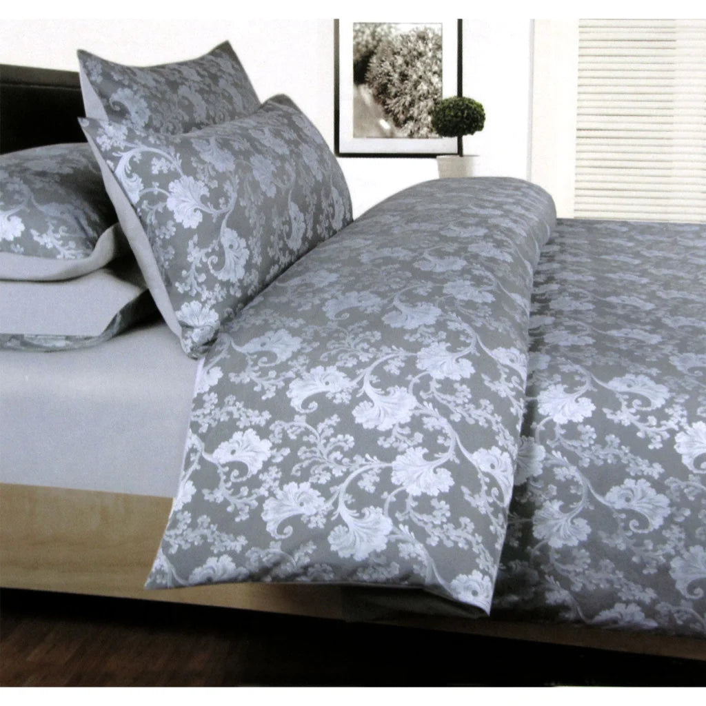Quilt Cover Set Double Accessorize Annabelle Grey Jacquard