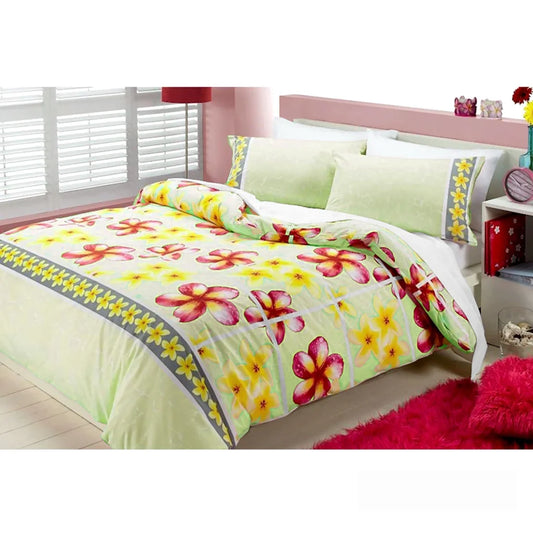 Quilt Cover Set Floating Frangipani Apple Green Single