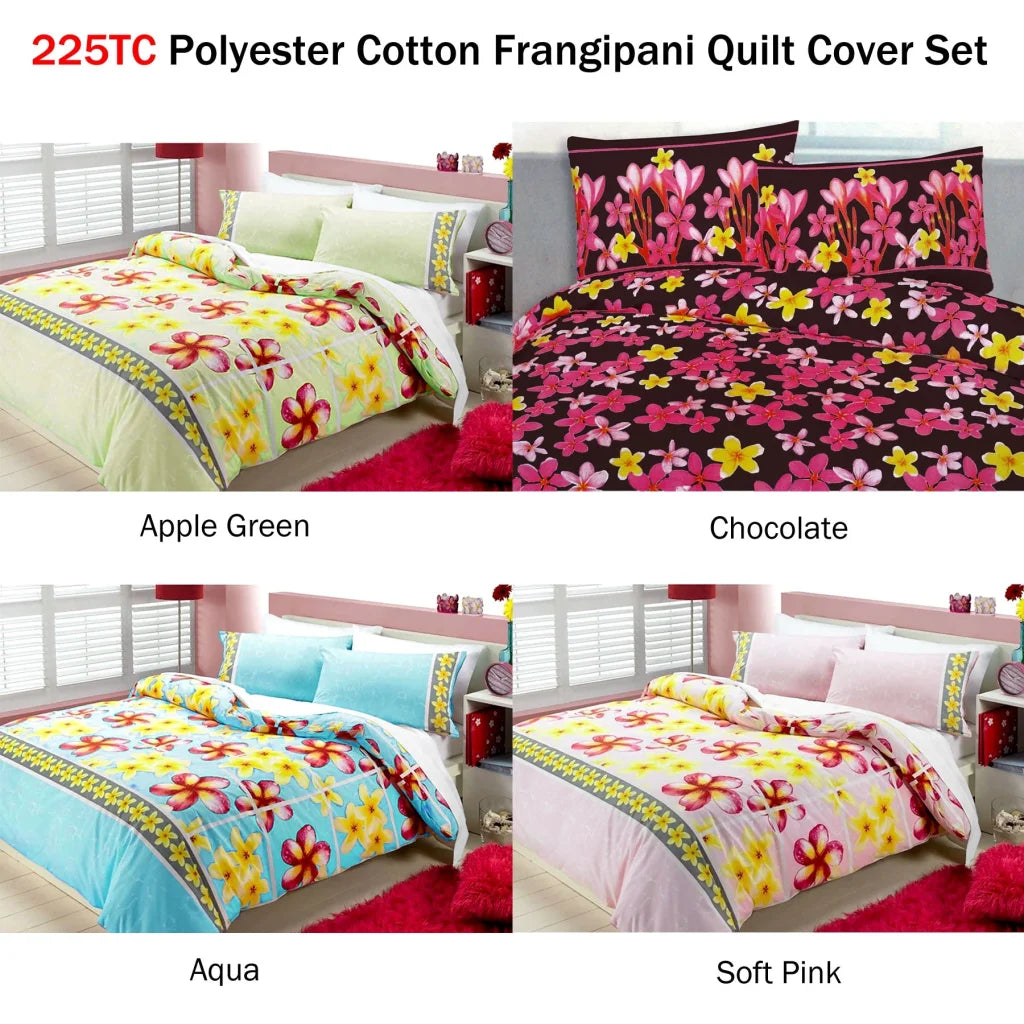 Quilt Cover Set Floating Frangipani Aqua Single - Home &