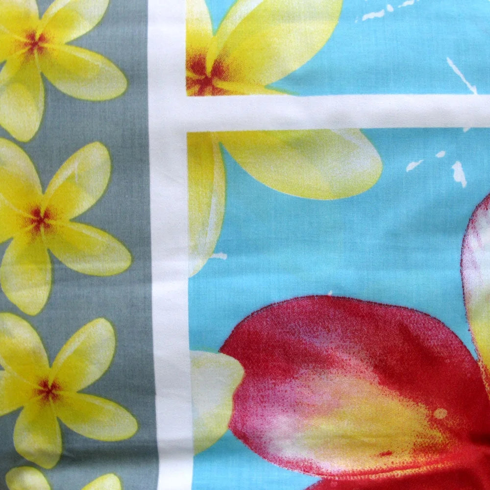 Quilt Cover Set Floating Frangipani Aqua Single - Home &