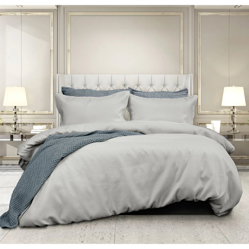 Quilt Cover Set Florence Waffle Silver Queen - Ardor - Home
