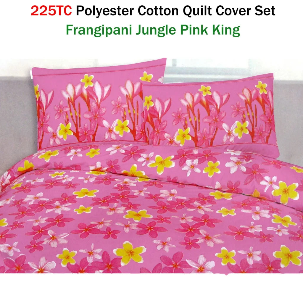 Quilt Cover Set Frangipani Jungle Pink 225TC Polyester