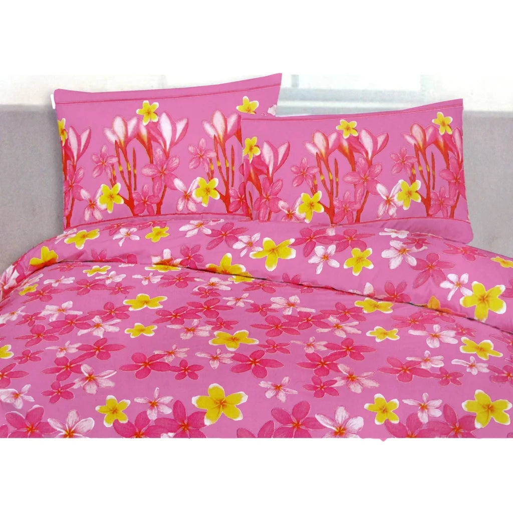 Quilt Cover Set Frangipani Jungle Pink 225TC Polyester
