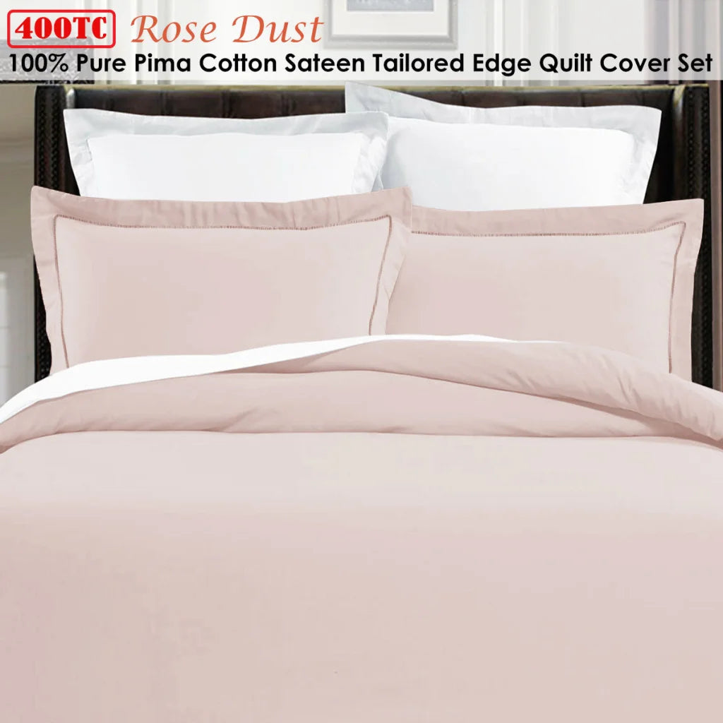 Quilt Cover Set Grand Atelier Pima Cotton Rose Dust - King