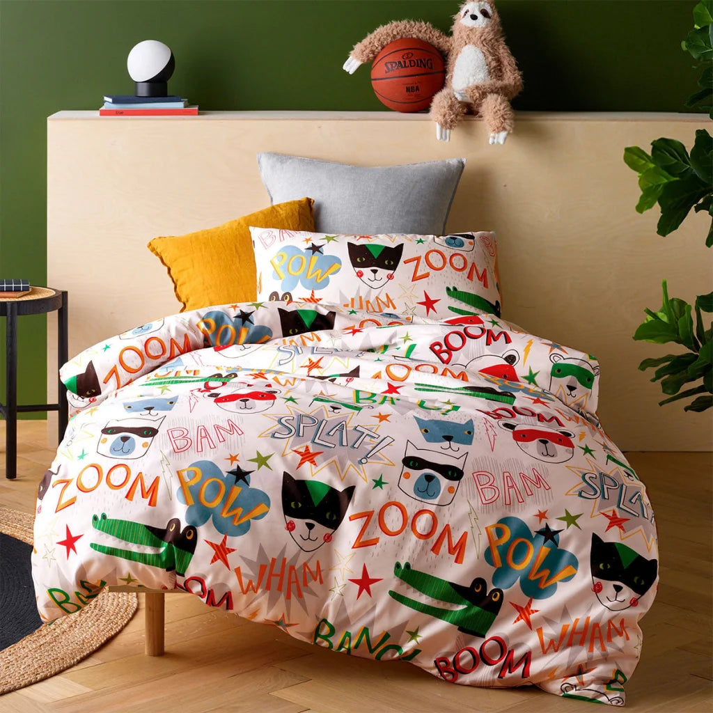 Quilt Cover Set Happy Kids Superhero - Single - Home &