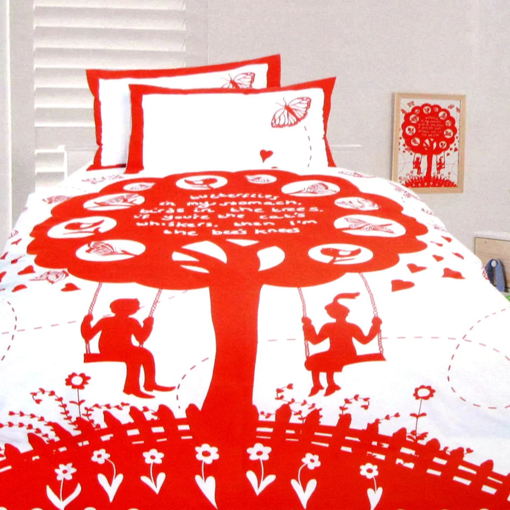 Quilt Cover Set Happy Kids The Bees Knees Red - Double