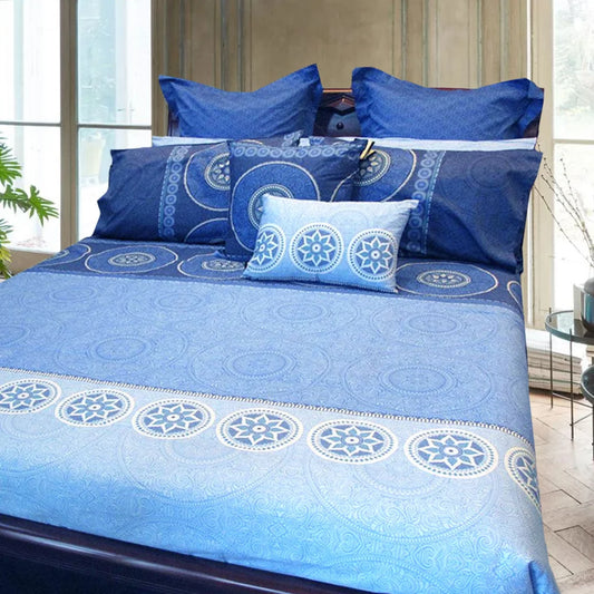 Quilt Cover Set Hotel Living Bazaar Blue Queen - Home &