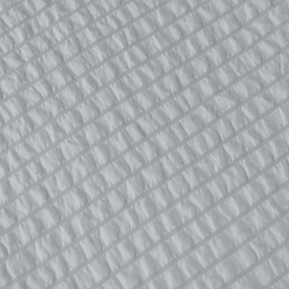 Quilt Cover Set Ingrid Silver Seersucker Stripe Queen