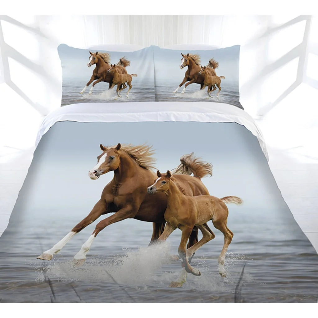 Quilt Cover Set Just Home Frolicking Horse - Queen - Home &