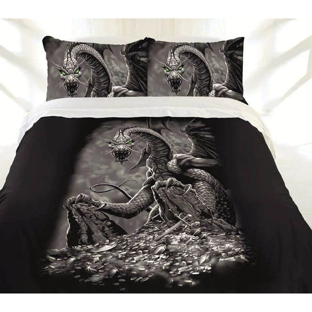 Quilt Cover Set Just Home Green Eyed Dragon - Queen - Home
