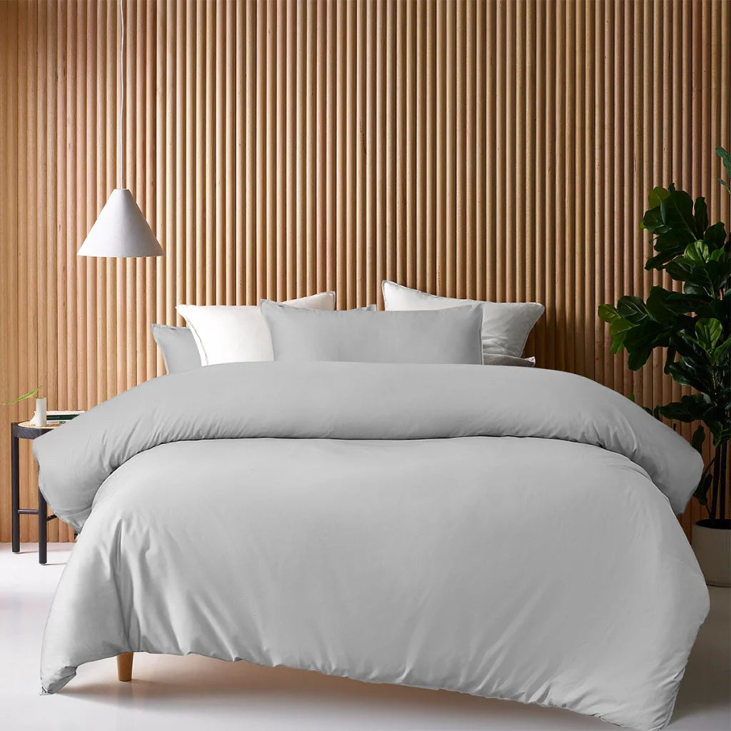 Quilt Cover Set King 400TC Grey Bamboo Cotton Double