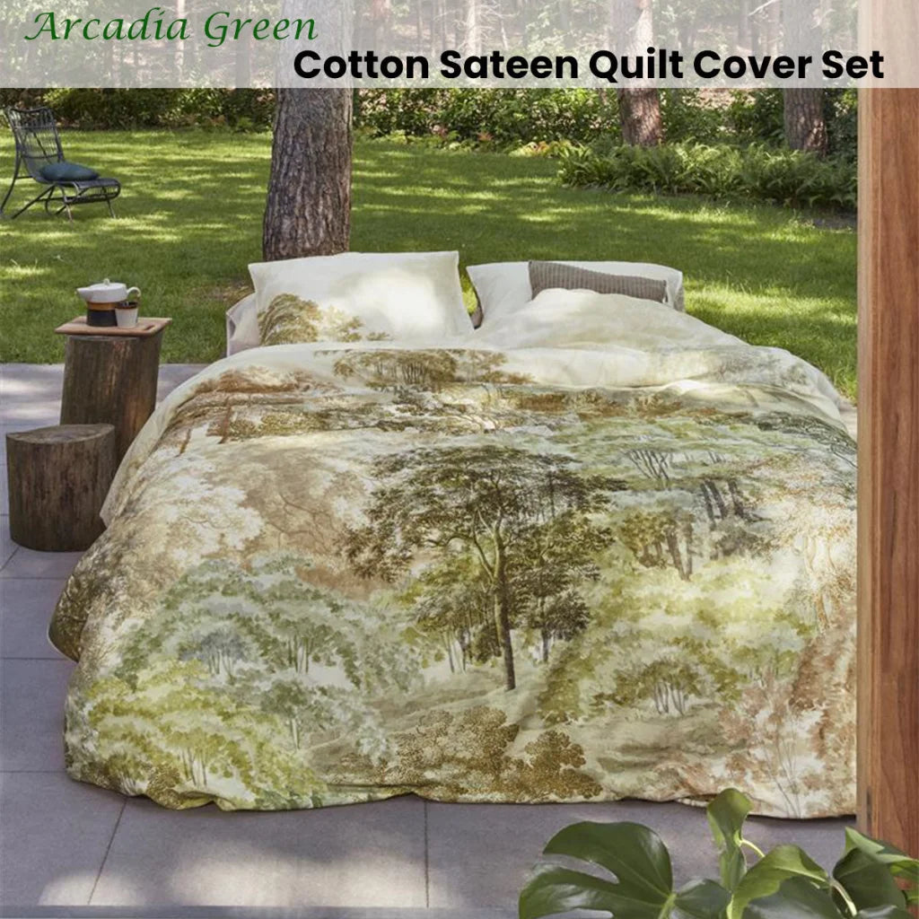 Quilt Cover Set King Bedding House Arcadia Green Cotton
