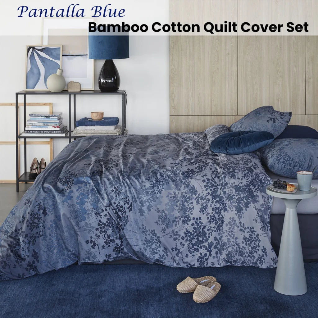 Quilt Cover Set King Bedding House Pantalla Blue Bamboo