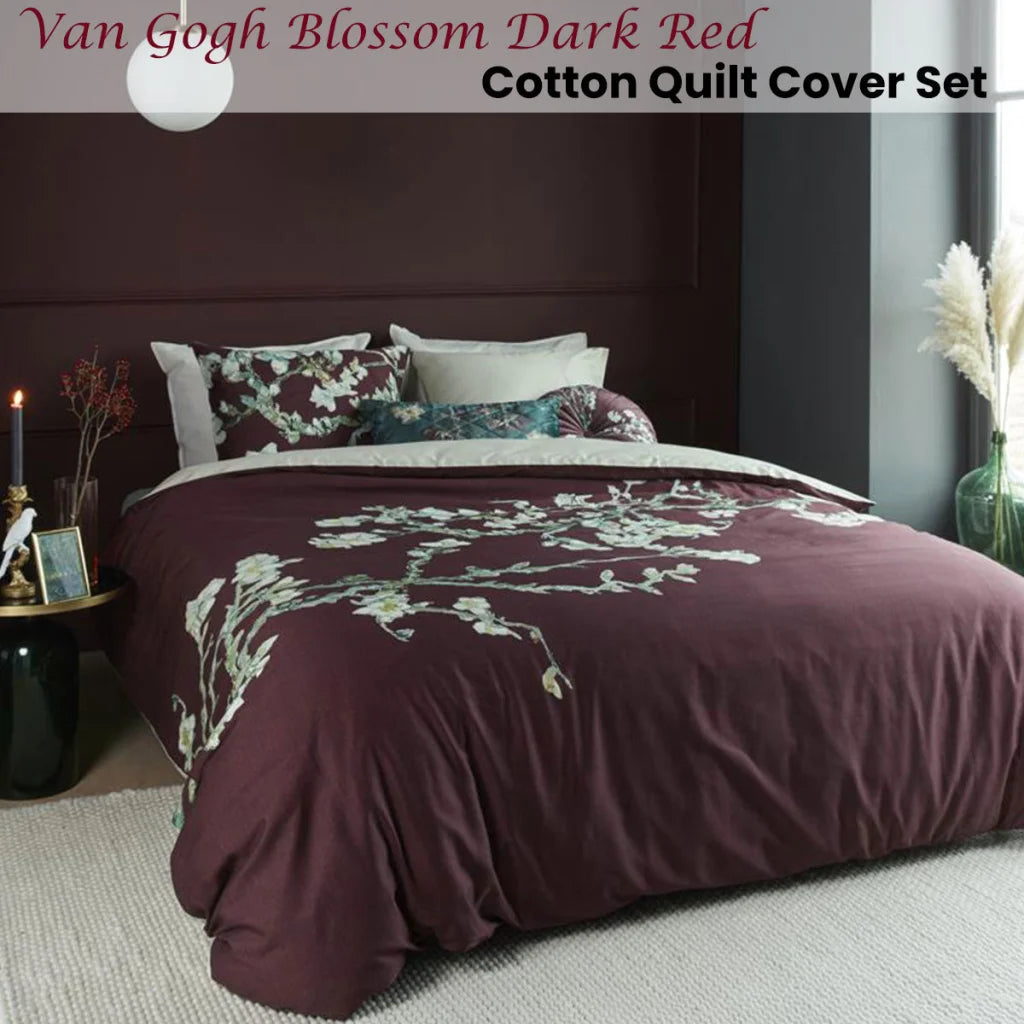Quilt Cover Set King Bedding House Van Gogh Blossom Dark